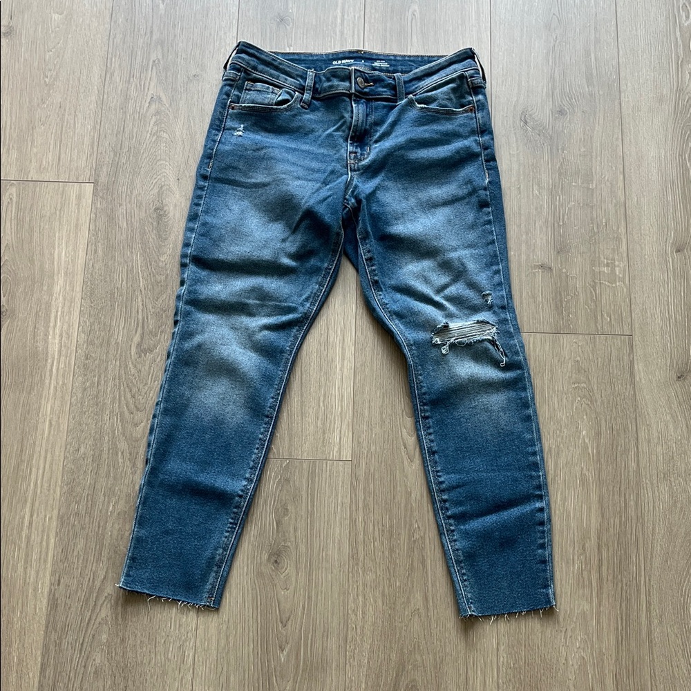 Old Navy ankle jeans 6 short (petite) rockstar super skinny blue stretch